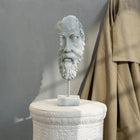Antique Zeus Bust Sculpture (36 cm) – Handmade Grey Distressed Polyester Designer Decor