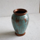 Bakirdan Collection Turquoise Ceramic Vase (21.5 cm) – Handmade Turquoise & Copper Designer Decor