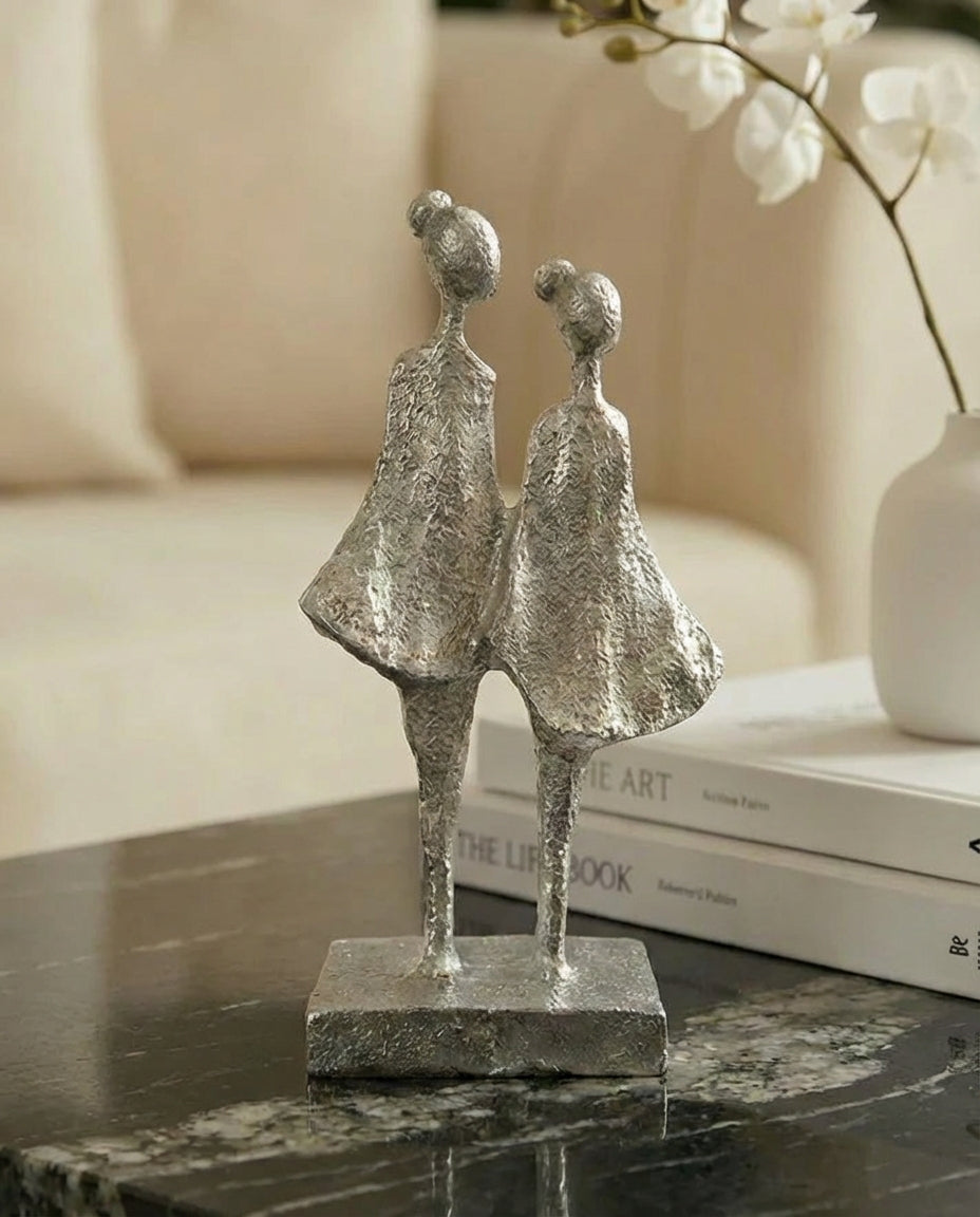 Balance Abstract Figure Pair (30 cm) – Handmade Silver Sculptural Designer Decor