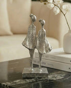 Balance Abstract Figure Pair (30 cm) – Handmade Silver Sculptural Designer Decor