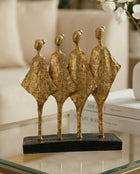 Balance Quadruple Abstract Figure (30 cm) – Handmade Black & Gold Sculptural Designer Decor