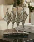 Balance Quadruple Abstract Figure (30 cm) – Handmade Silver Sculptural Designer Decor