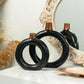 Copper Collection Ceramic Double Ring Vase Set (31 cm) – Handmade Black Designer Decor