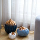 Designer Pumpkin Set Decorative Objects (3-Piece) – Handmade Navy Blue & Cream Polyester Decor (25 cm)