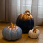 Designer Pumpkin Set Decorative Objects (3-Piece) – Handmade Navy Blue & Cream Polyester Decor (25 cm)