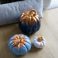 Designer Pumpkin Set Decorative Objects (3-Piece) – Handmade Navy Blue & Cream Polyester Decor (25 cm)