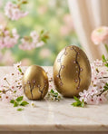 Easter Ceramic Egg Set (2-Piece) (15 cm) – Handmade Gold Designer Spring Decor