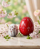 Easter Ceramic Egg Set (2-Piece) (15 cm) – Handmade Red Designer Spring Decor