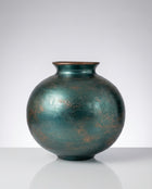 Bakirdan Glitter Cube Ceramic Vase – Handmade Petrol Green & Copper Decor (20.5 cm)