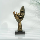 Happy Mask Decorative Object (25 cm) – Handmade Gold Black Polyester Sculpture