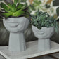 Lip Case Textured Decorative Planter – Handmade Grey Polyester Designer Decor (19 cm)