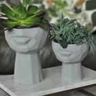 Lip Case Textured Decorative Planter – Handmade Grey Polyester Designer Decor (19 cm)
