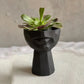 Lip Case Textured Decorative Planter – Handmade Black Polyester Designer Decor (19 cm)