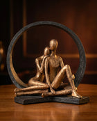 Love Circle Large Sculptural Decor Object (31 cm) – Handmade Black & Copper Polyester Designer Decor