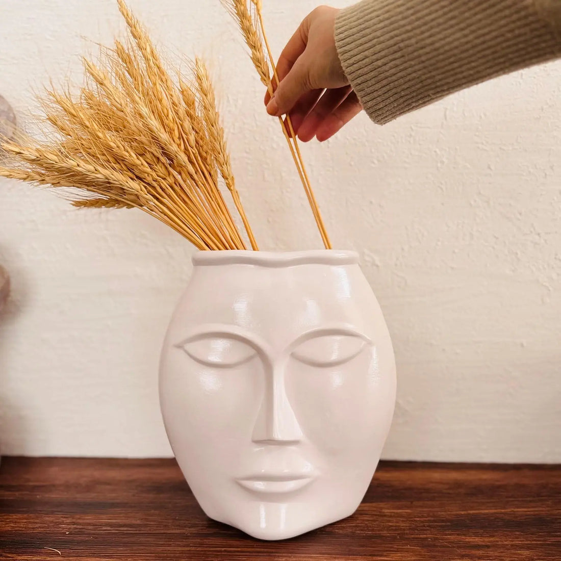 Moderna Collection Ceramic Dora Vase – Handmade White Designer Decor (26 cm)