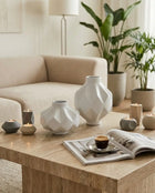 Moderna Collection Diamora Ceramic Vase Set (2-Piece) – Handmade White Designer Decor (27 cm)