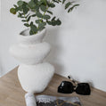 Moderna Collection Stone Textured Ceramic Vase – Handmade White Designer Decor (30 cm)