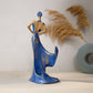 Perla Woman Wine Holder Sculpture – Handmade Blue Designer Wine Bottle Holder (35 cm)