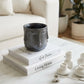 handmade metallic black mini planter with geometric sculptural design