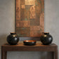 handmade ceramic cube vase and bowl set in black and bronze for modern interior decor
