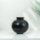 handmade ceramic cube vase and bowl set in black and bronze for modern interior decors