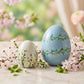handmade blue ceramic egg set for easter and spring home decor