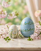 handmade blue ceramic egg set for easter and spring home decor