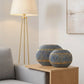 two piece flat ceramic vase set styled on a modern console table