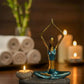 blue yogini candle holder sculpture for meditation and yoga space decor