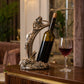decorative bronze wine holder sculpture styled on dining table