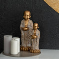 handmade antique gold buddhist monk candle holder set for meditation decor