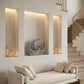 celestial crescent shaped ceramic decor with gold accents for contemporary interiors