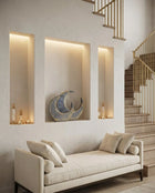 celestial crescent shaped ceramic decor with gold accents for contemporary interiors