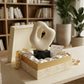 handmade ceramic sculptural decor object in cream for minimalist interior styling