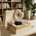 handmade ceramic sculptural decor object in cream for minimalist interior styling