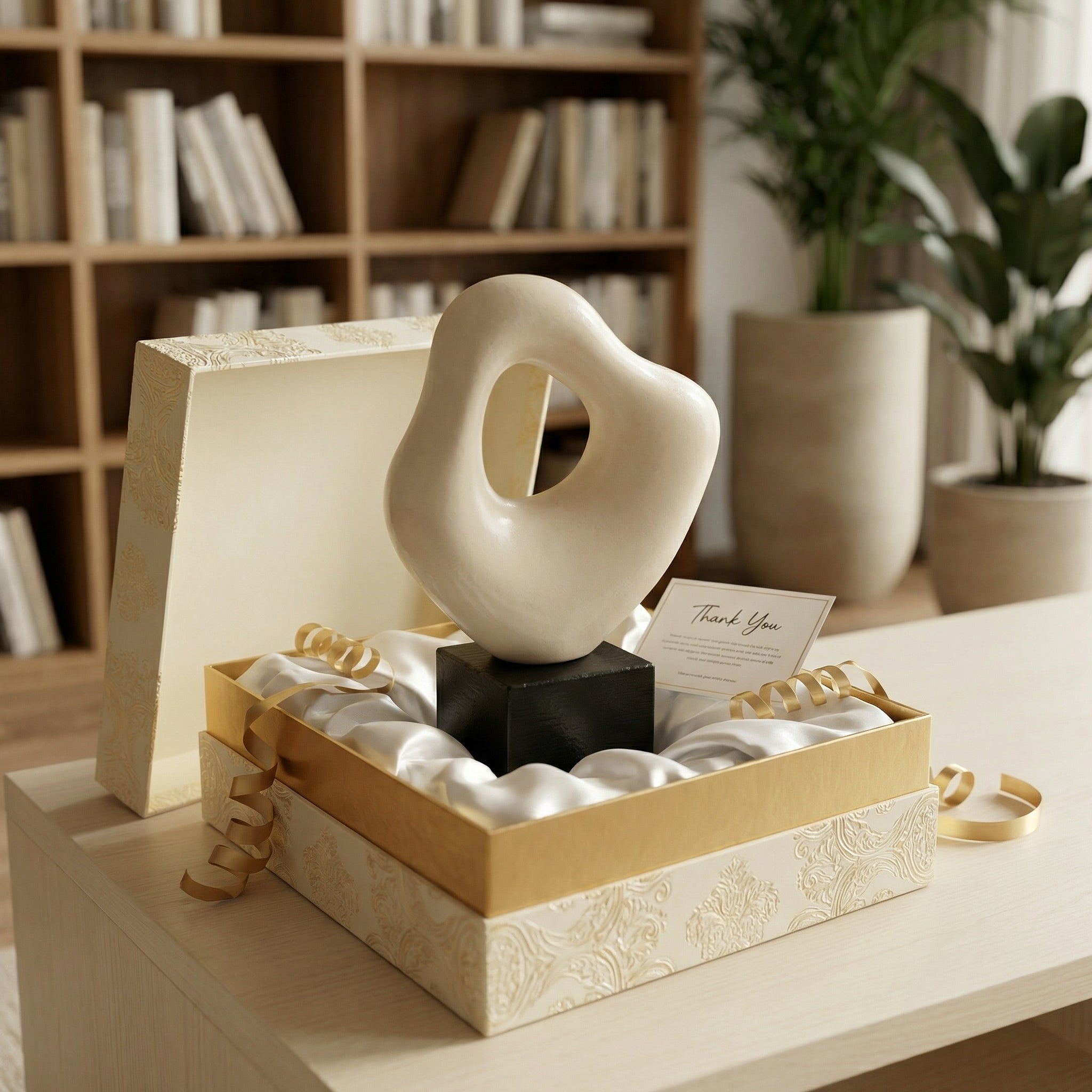 handmade ceramic sculptural decor object in cream for minimalist interior styling