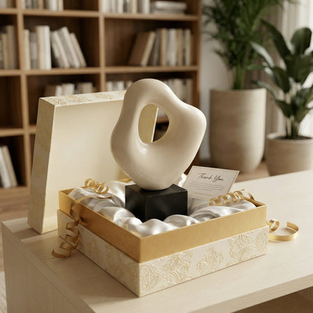 handmade ceramic sculptural decor object in cream for minimalist interior styling