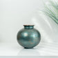 designer cube ceramic vase with petrol green and copper glitter finish
