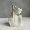 handmade ceramic female bust sculpture in white for modern interior decor