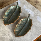 handmade green and gold decorative leaf tray set for modern interior decor