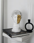 handmade hermes bust sculpture in white and gold for modern interior decor