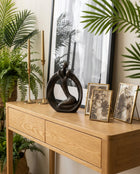 Infinity Love Circle Sculptural Decor Object (33 cm) – Handmade Metallic Black Polyester Designer Decor