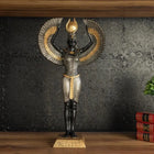 handmade egyptian goddess isis sculpture in black anthracite and gold
