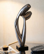 Kissing Couple Sculptural Decor Object (46 cm) – Handmade Silver Polyester Designer Decor