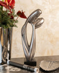 handmade silver kissing couple sculpture for modern interior decor