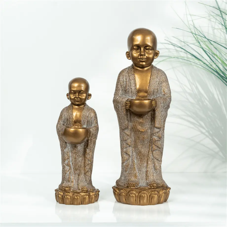 sculptural monk candle holder set for meditation and zen home decor