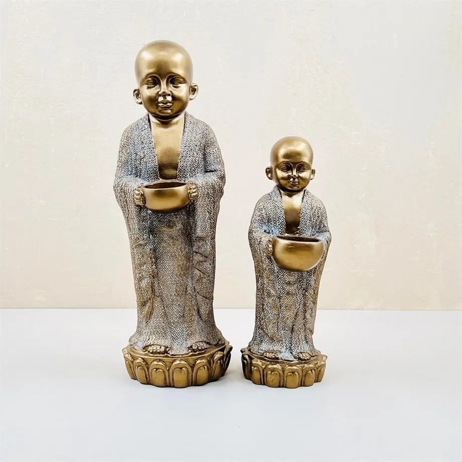 sculptural monk candle holder set for meditation and zen home decor