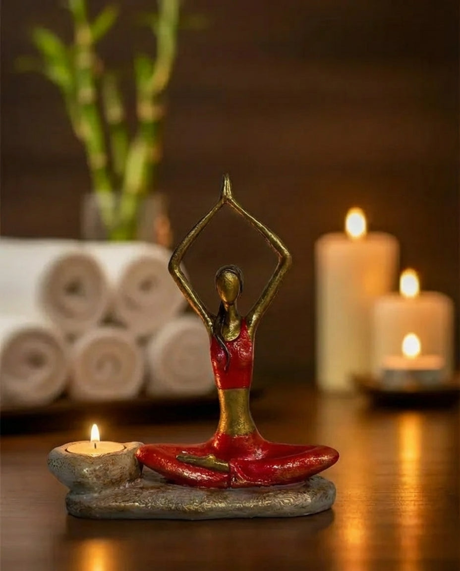 handmade red yogini candle holder inspired by the root chakra