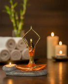 handmade orange yogini candle holder inspired by the sacral chakra