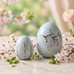 handmade sakura green ceramic egg set for easter and spring home decor